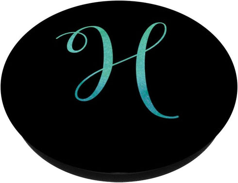 H Initial Monogram Teal Watercolor PopSockets Swappable PopGrip
