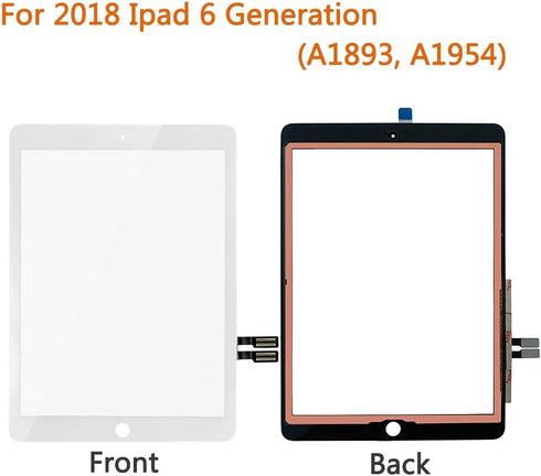 Compatible iPad 6th Generation Touch Screen Glass Digitizer Replacement, Adhesive Tape, Repair Tools Kit (White)