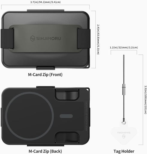 Sinjimoru for MagSafe Wallet, Secure Hard Lock Magnetic Card Holder, MagSafe Stand and Grip for iPhone 15, 14, 13, 12,