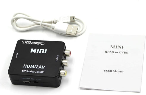 HDMI to RCA 1080P Converter Adapter, HDMI to AV 3RCA Composite Video Audio with USB Charge Cable (Black)