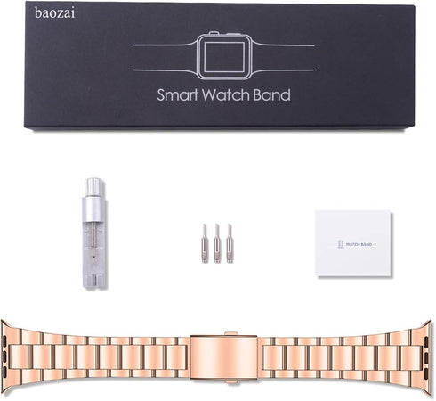 baozai Compatible with Apple Watch Series 10 Band, Premium Stainless Steel iWatch Band for All Series 42mm 41mm 40mm