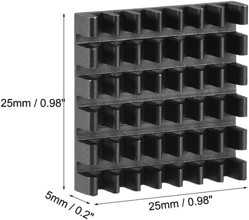 uxcell Electronic Radiators Heatsink for MOS GPU IC Chip, Black, 25 x 25 x 5 mm, 10pcs