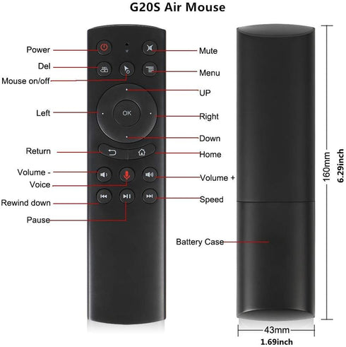G20S Voice Remote Control, 2.4G Wireless Air Remote Mouse with IR Learning for Nvidia Shield, PC, Projector, Smart TV