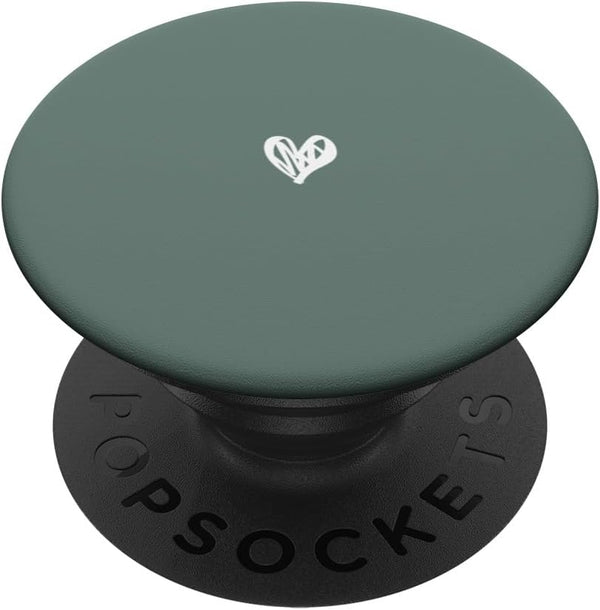 Cute Sage Green Heart Love Minimalist PopSockets Standard PopGrip