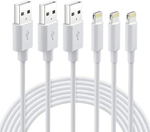 MFi Certified Lightning Cable 3-Pack - 3FT iPhone Charger for iPhone 14, 13, 12, SE, 11, Xs Max, iPad Pro - White