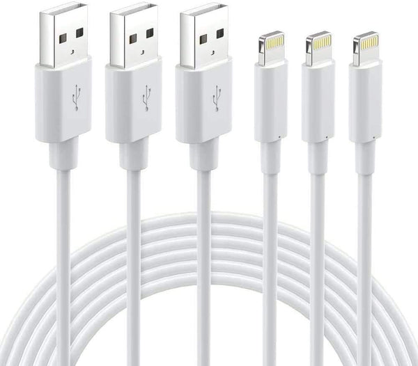 MFi Certified Lightning Cable 3-Pack - 3FT iPhone Charger for iPhone 14, 13, 12, SE, 11, Xs Max, iPad Pro - White