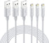 MFi Certified Lightning Cable 3-Pack - 3FT iPhone Charger for iPhone 14, 13, 12, SE, 11, Xs Max, iPad Pro - White