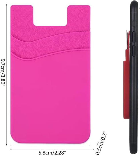 BIAJIYA Card Holder for Back of Phone, Stick-on ID Credit Adhesive Silicone Pouch Wallet for All Smartphones