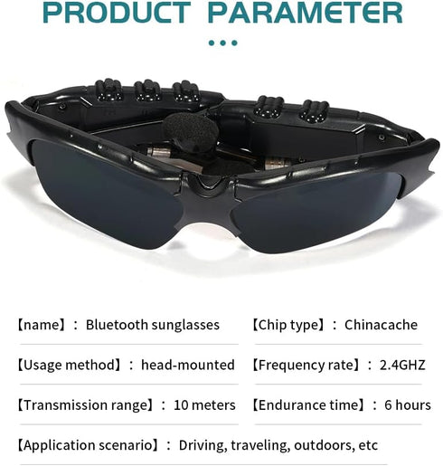 Stereo Bluetooth 5.0 UV Protection Sunglasses, Hands-Free Calling, Polarized Lenses, Connect with Mobile Phones and