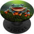 Frog Fun PopSocket: Green Frog Gift PopGrip for Phones & Tablets, Swappable Top, Adhesive Mount
