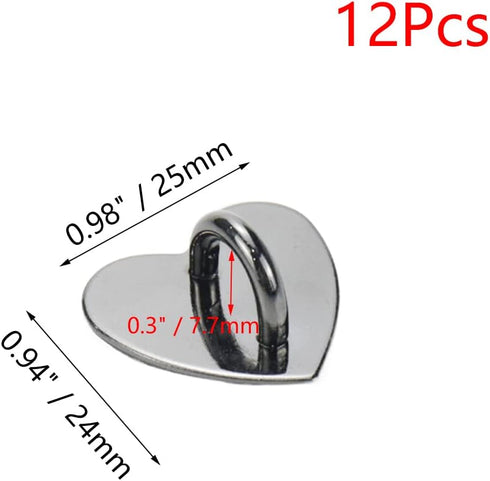 12Pcs Phone Charm Hook Adhesive Metal Phone Finger Grip Hook Cell Phone Ring Holder Stand for DIY Accessories (Black, Heart Shaped) by Pastlla