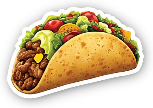 2 (Pieces) 3" and 5" Savory Beef Taco, Waterproof Vinyl Decals for