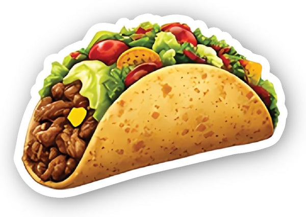 2 (Pieces) 3" and 5" Savory Beef Taco, Waterproof Vinyl Decals for