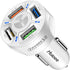 4 Ports USB Car Charger Adapter, Fast QC3.0 Quick Phone Charger with LED Light, Compatible with iPhone and Galaxy