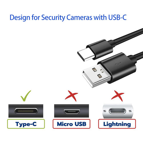 16.4Ft/5M Long USB C Cable, Durable USB A to USB C Charging and Data Sync Cord, Power Extension Cable for Any USB-C Enabled Security Cameras Phones Tablets Switch Pro Controller and More(Black)