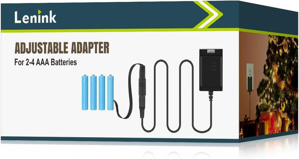 Lenink Adjustable AC Power Supply Adapter for 2 AAA, 3 AAA, 4 AAA Batteries, Black Battery Replacement Adapter