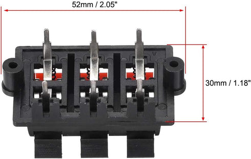 uxcell 2 Row 6 Way Spring Speaker Terminal Clip - Push Release Connector Audio Cable Terminals Strip Block, Black Red