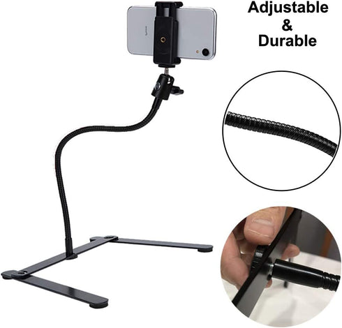 Photo Copy Pico Projector Stand, Overhead Tripod Video Stand, Phone Mount, Flexible Tabletop Stand for Live Streaming,