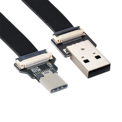 xiwai 2.0M USB 2.0 Type-A Male to Type-C Male Data Flat Slim FPC Cable for Disk, FPV & Phone