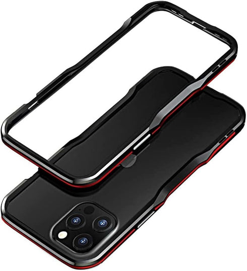 HENGHUI Aluminum Bumpers Bumper Case for iPhone 13, Shock Absorbent Slim Cool Design, Black+Red Metal Frame Cover