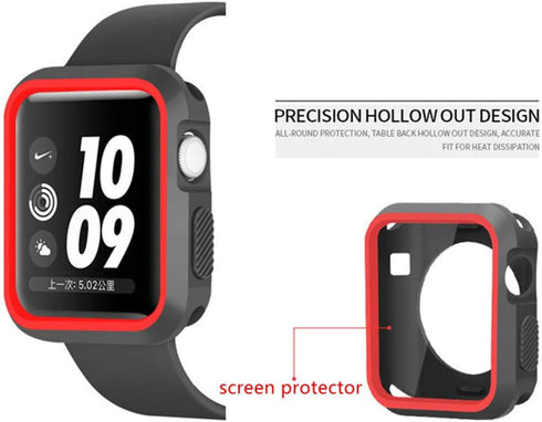Silicone Bumper Case for Apple Watch SE Series 6 5 4, Waterproof Impact Resistant Protective Case, Green+Silver