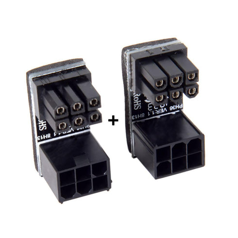 chenyang 2 Pack ATX 6Pin 180 Degree Angled Power Connector Adapter for GPU Graphics Card