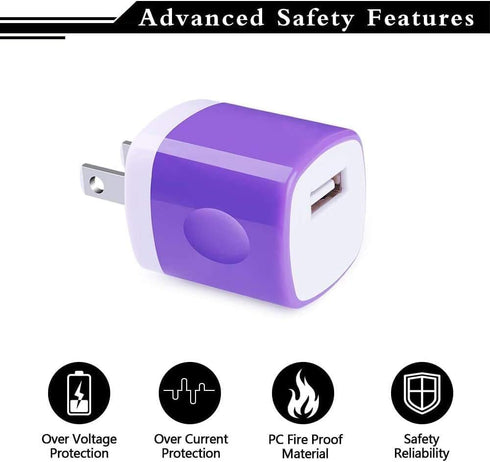 USB Charger, 5-Pack 1A/5V USB Power Home Travel Adapter Wall Charger, Compatible with Phone, iPad, Samsung, LG