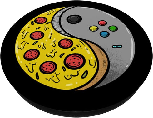 Yin Yang Pizza Video Game Controller PopSockets Standard PopGrip - Food Gaming for Boys Men