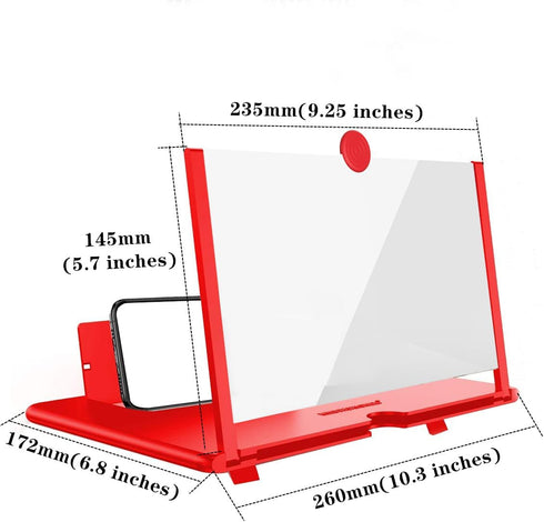 Dczonihup 12" 3D Phone Screen Magnifier, HD Screen Amplifier Projector with Foldable Stand, Phone Screen Magnifier