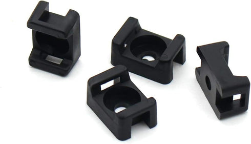 (100 Pack) Black 4.5mm Cable Tie Mount Base, Saddle Type Mount Screw Wire Bundle Holder