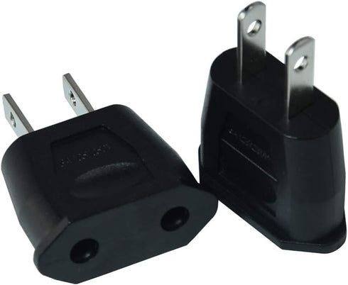 Socket Plug Adapter Europe EU Euro to US Travel Charger AC Power Converter (2PCS, Black)