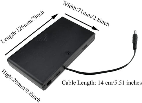 HAHIYO 12V 8x1.5V 2 AA Battery Holder with DC Plug Portable Supply Quick Swap Securely Lids On/Off Switch Plastic