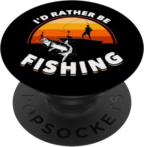 Retro Fisherman Funny Fishing: PopSockets PopGrip Swappable Grip for Phones & Tablets