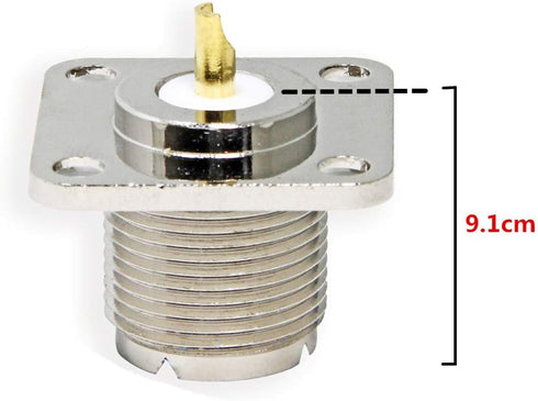 UHF Panel Mount 5-Pack Female SO239 Chassis Mount 4-Hole Jack Flange Solder Cup RF Coax Connector for J Pole Antenna