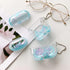 UnnFiko Bling Quicksand Case for AirPods 1 & 2 - Cute Sparkle Liquid Protective Case with Keychain (Blue)