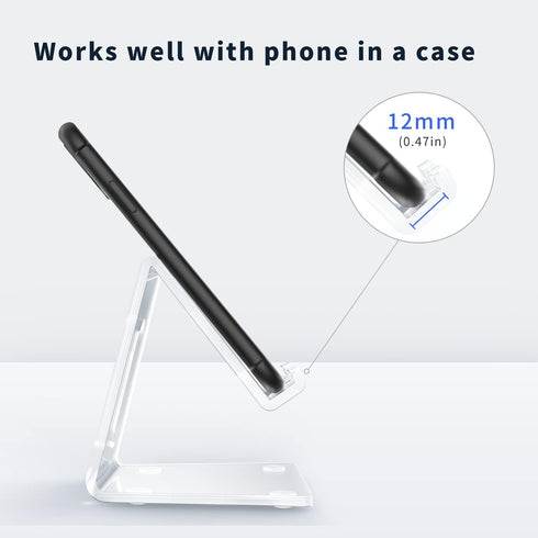 DARENYI Acrylic Cell Phone Stand for Desk, Clear Phone Holder Dock for iPhone 13/12/11 Pro Max, All Android Phones