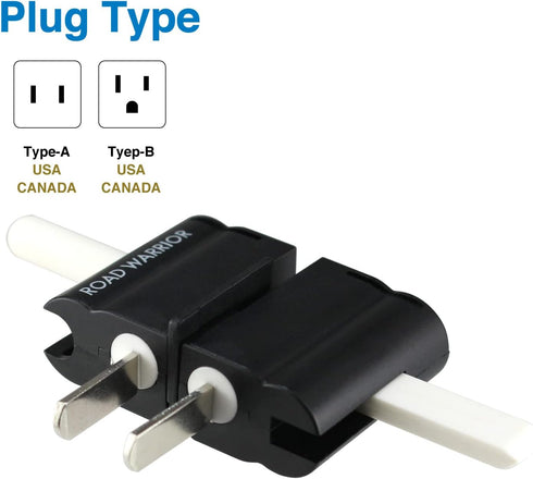 ROAD WARRIOR Universal Travel Plug Adapter Europe/UK/Australia/USA/India/China Compact Black