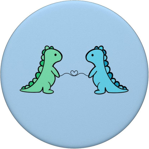 Funny Cute Dinosaur T Rex Green Dino and Blue PopSockets Standard PopGrip for Girls Boys