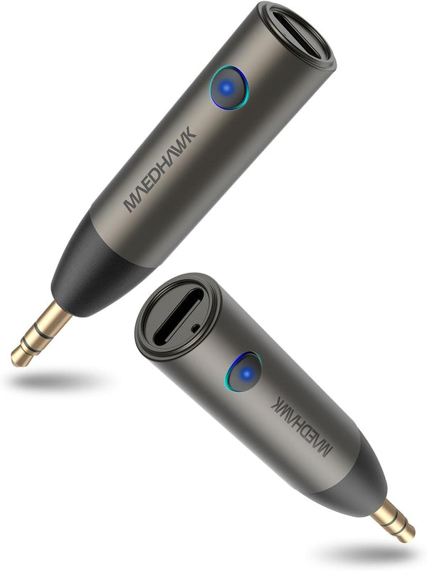 MaedHawk 5.3 Car Bluetooth Aux Adapter, 3.5mm Wireless Audio Receiver for Car Stereo, Hands-Free Calls, 1 Piece