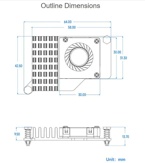 Active Cooler for Raspberry Pi 5, Temperature-Controlled Blower Fan with Aluminum Heatsink and Thermal Pad (No Pi