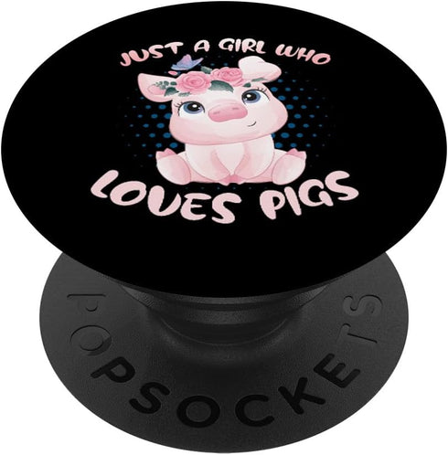 Funny Just A Girl Who Loves Pigs Cute Little Pig PopGrip Standard PopSockets