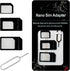Granvela SIM Card Adapters, 4-in-1 SIM Converter Kit Nano/Micro/Standard with Tray Eject Pin