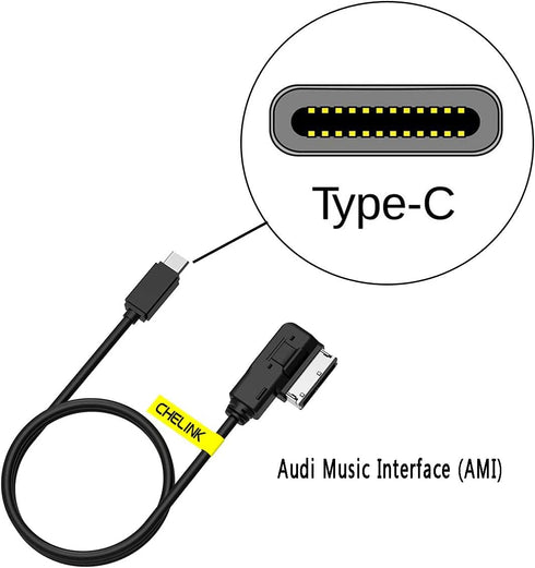 AMI to USB Type-C Charge Cable Adapter for Audi VW - Compatible with Samsung Galaxy S9, Note 9, LG V30, Google Pixel