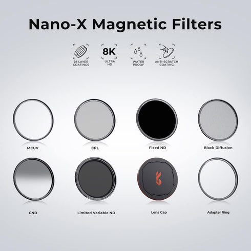 K&F Concept 62mm Magnetic Swap ND8 Lens Filter - 3-Stop Fixed Neutral Density, Waterproof, Scratch Resistant