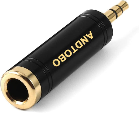 ANDTOBO 3.5mm Male to 1/4'' Female Stereo Pure Copper Headphone Adapter, Black 1-Pack