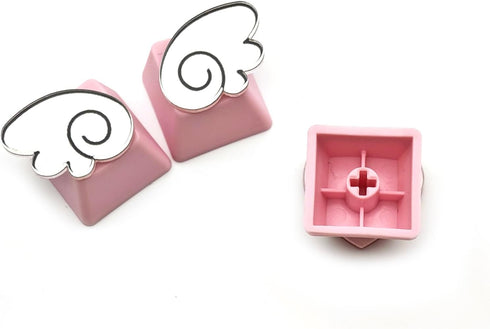 Personalized Cute Pink Keycaps, Love Heart and Wings Keycaps, Compatible with Cherry MX Switches Mechanical Keyboard (3