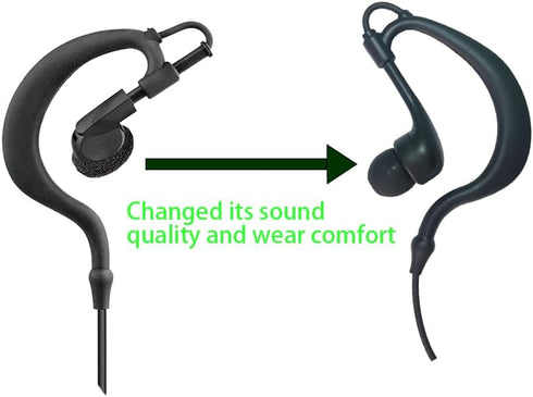 G Shape in-Ear Headphone Two Way Radio Earpiece with PTT, 2.5mm+3.5mm 2-Pin Walkie Talkie Headsets Single Wire Mic