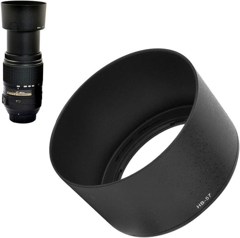 HB-57 Lens Hood for Nikon AF S 55-300mm F4.5-5.6G ED VR, ABS Black Lens Shade Accessory