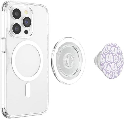 White Light Pastel Purple PopSockets MagSafe PopGrip for iPhone - Dripping Smile Face