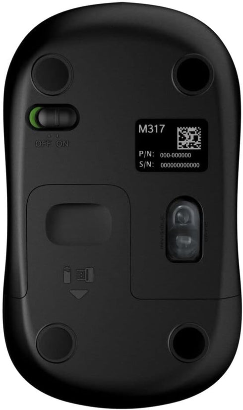 Logitech M317 2.4 1000 12 Wireless Mouse, GHz with USB Receiver, DPI Optical Tracking, Month Battery, Compatible